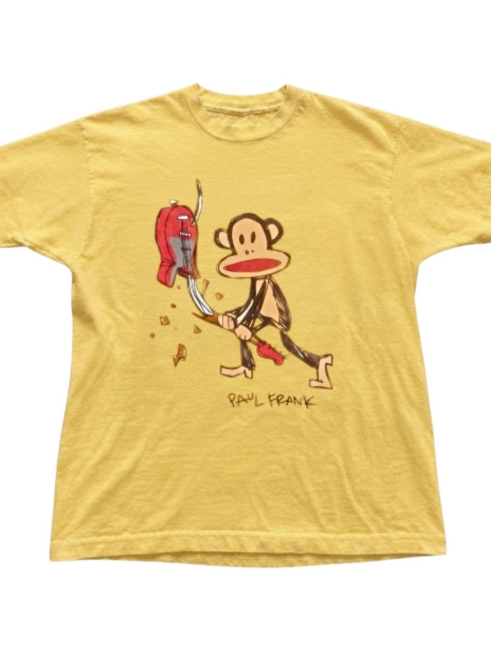 Paul Frank Julius Monkey Smashing Guitar Yellow Gildan T-Shirt